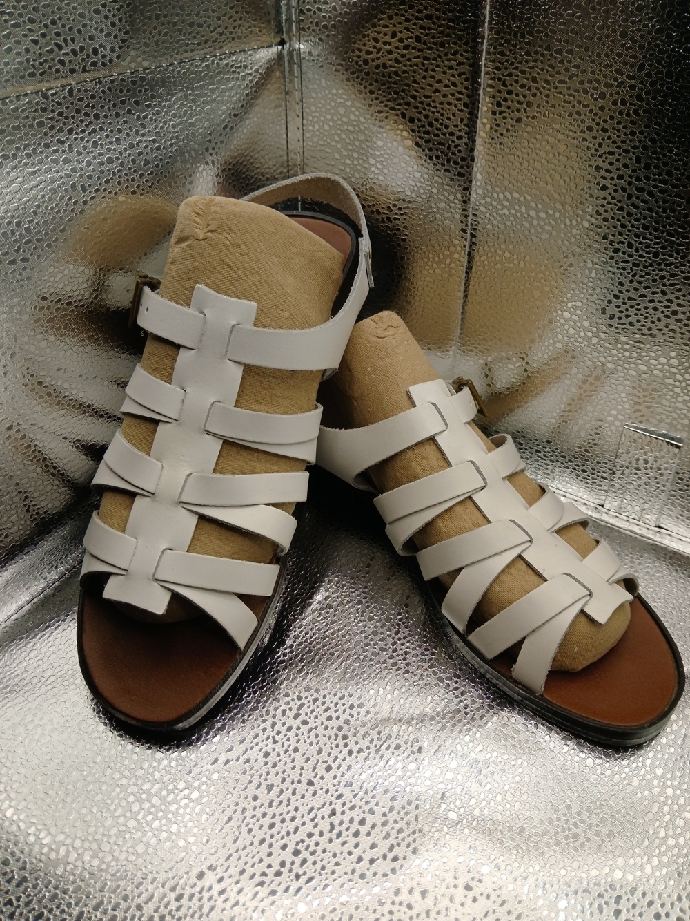 ellemenno White Multi-Strap Sandals Women's Size 6.5-7